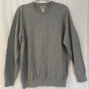 L.L.BEAN NWT Mens Cashmere Cotton Blend Gray Crewneck Sweater Large